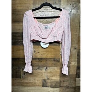 Princess Polly Susanna Blush Floral Long Sleeve Crop Top - US 4 NWT